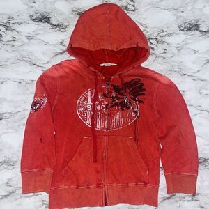 Roxy Jacket Full Zip Graphic Embroidered Red Women L Grunge Skater Y2K  Punk